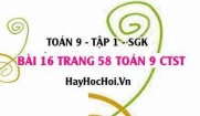 Bài 16 trang 58 Toán 9 tập 1 Chân trời sáng tạo